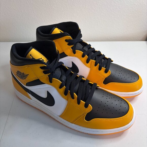 Nike Air Jordan 1 Mid Size 13 NEW Taxi Yellow Black White Mens Shoes 554724-701 main image 4